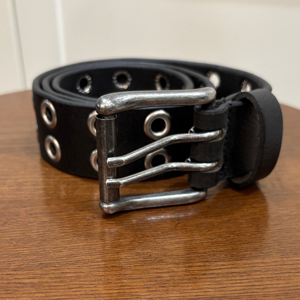 NAB Vegan Leather Men's Black Belt with Silver Buckle